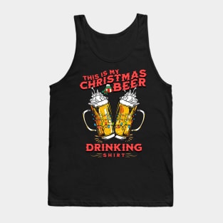 This Is My Christmas Beer Drinking Shirt Funny Christmas Lights Santa Hat Xmas Holiday Tank Top